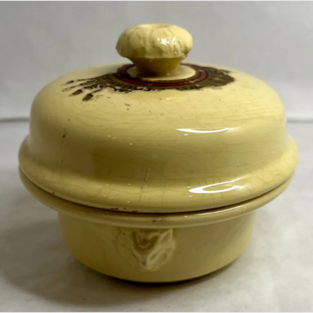 VTG French FoieGras Provence Yellow Sarreguemines Pottery/Terrine Dish LionHead